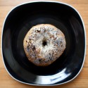 homemade poppy, caraway and garlic bagel