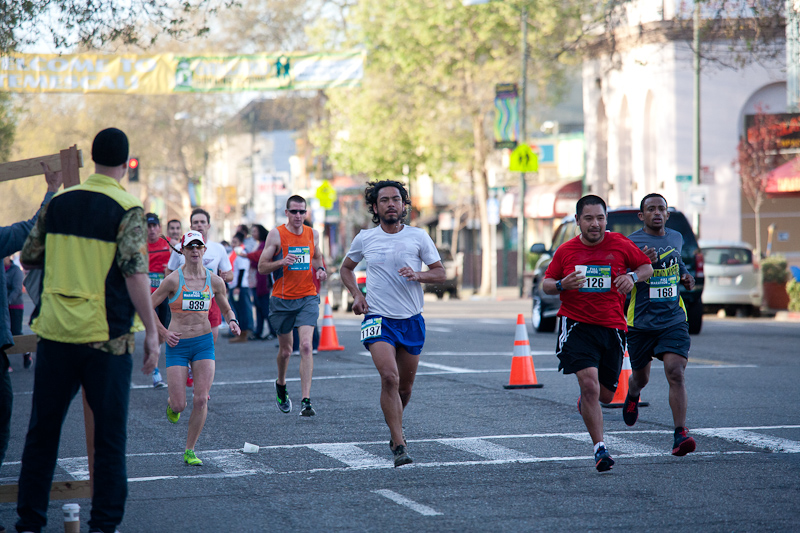 Penelope MacPhail and other runners at the Oakland Marathon 2013