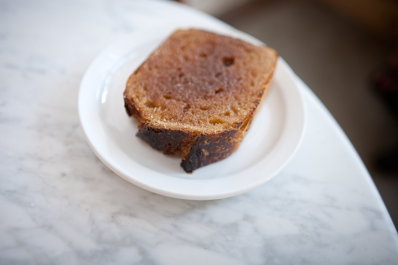 cinnamon and sugar with butter toast on country bread at the mill in san francisco