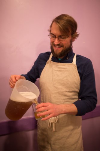 Eric pouring the "Who's your Pater" belgian single beer