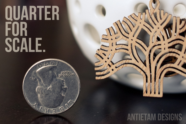 ANTIETAM DESIGNS: OAKLAND LASERCUT EARRINGS WITH QUARTER FOR SCALE